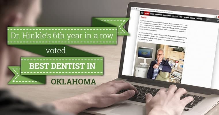 Dr Mike Hinkle featured on Desktop screen as best dentist in Oklahoma on Oklahoma Magazine website