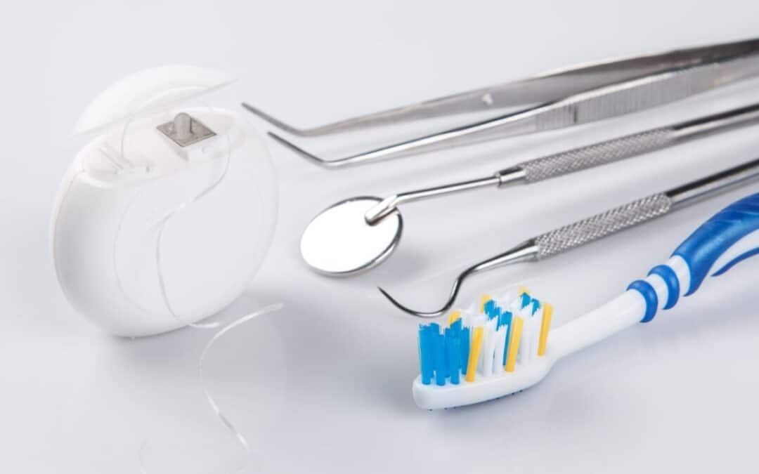 Dental tools laid out on tray